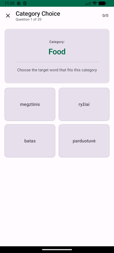 Android category screen